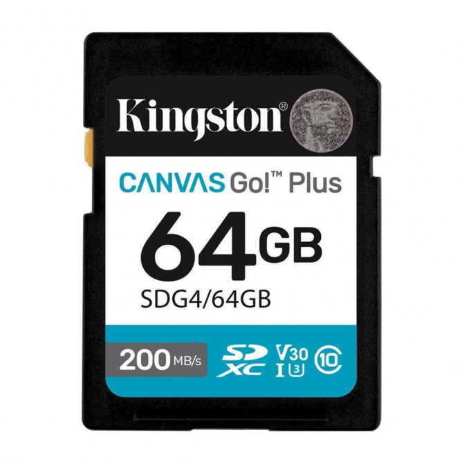Card de Memorie 64GB SDXC Card (Class 10) UHS-I , U3, V30 Kingston Canvas Go! Plus Gen 4 "SDG4/64GB" (R:200MB/s)