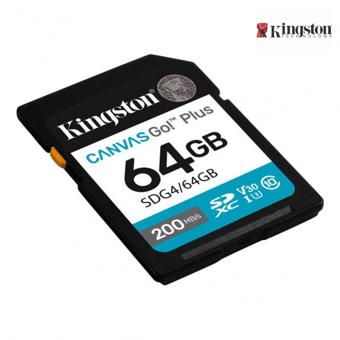 Card de Memorie 64GB SDXC Card (Class 10) UHS-I , U3, V30 Kingston Canvas Go! Plus Gen 4 "SDG4/64GB" (R:200MB/s)