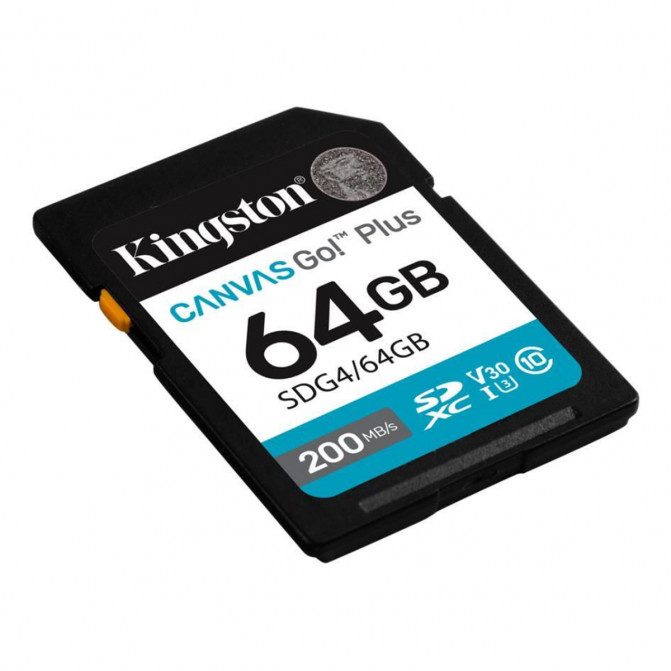 Card de Memorie 64GB SDXC Card (Class 10) UHS-I , U3, V30 Kingston Canvas Go! Plus Gen 4 "SDG4/64GB" (R:200MB/s)