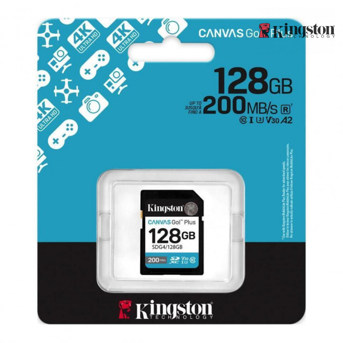 Card de Memorie 128GB SDXC Card (Class 10) UHS-I , U3, V30 Kingston Canvas Go! Plus Gen 4 "SDG4/128GB" (R:200MB/s)