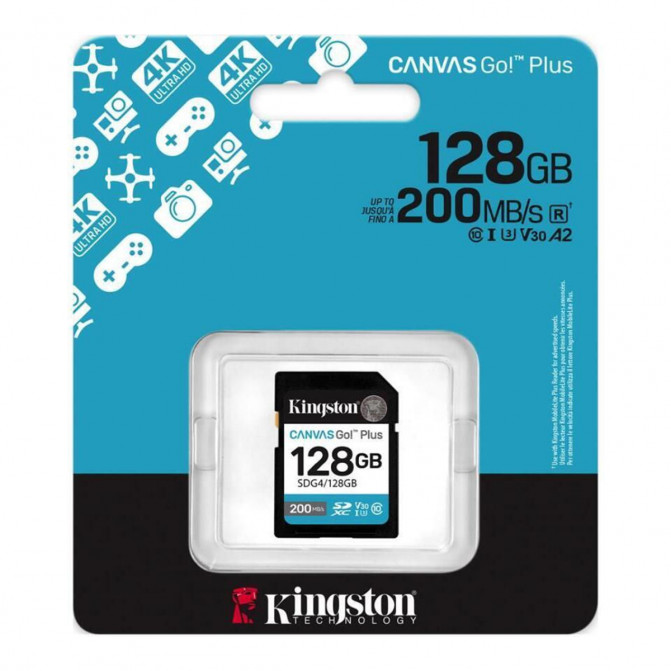 Card de Memorie 128GB SDXC Card (Class 10) UHS-I , U3, V30 Kingston Canvas Go! Plus Gen 4 "SDG4/128GB" (R:200MB/s)