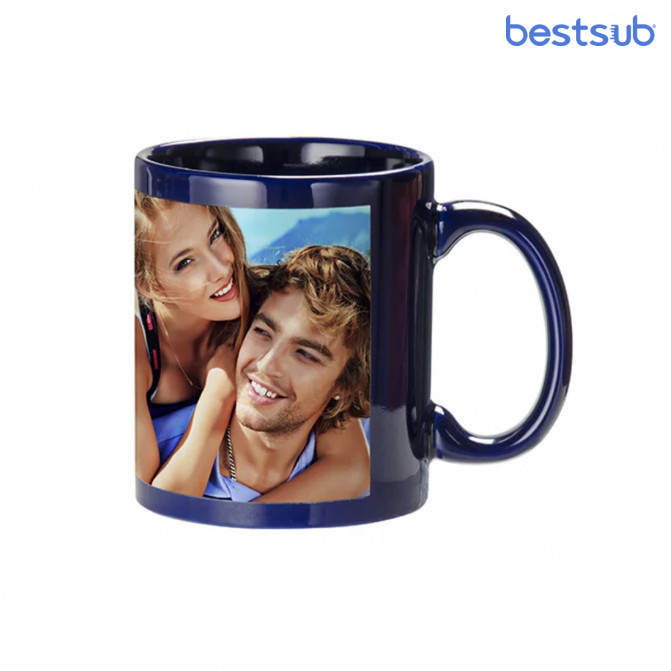 Кружка для сублимации синяя c белым фосфорным окном 11oz BestSub B11C-BL