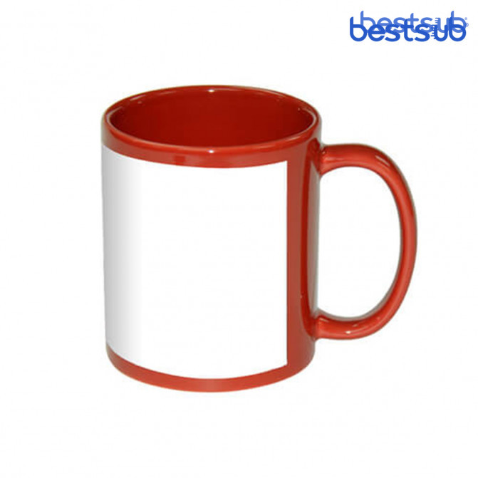 Кружка для сублимации красная c белым фосфорным окном 11oz BestSub B11C-R