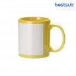 Cană pentru sublimare galbenă cu dreptunghi alb cu fosfor 11oz BestSub B11C-Y