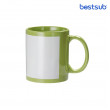 Cană pentru sublimare verde cu dreptunghi alb cu fosfor 11oz BestSub B11C-GN