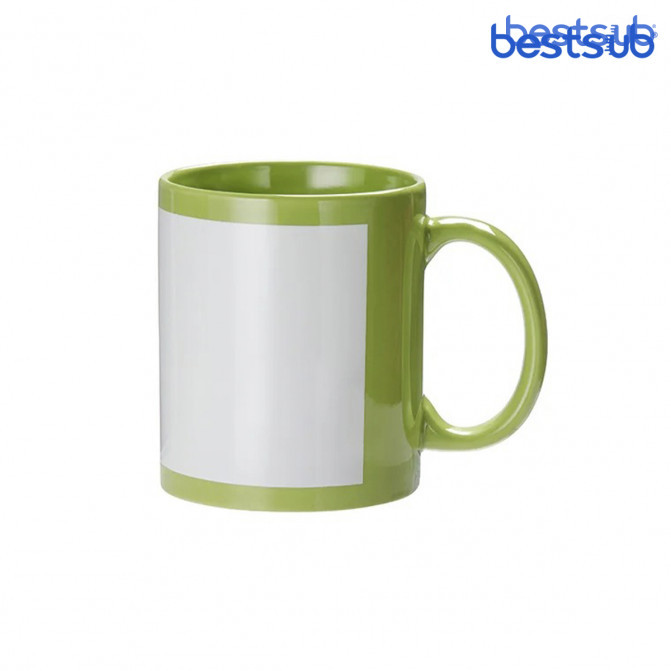 Кружка для сублимации зеленая c белым фосфорным окном 11oz BestSub B11C-GN