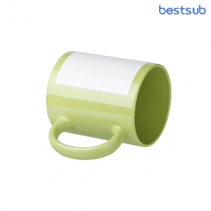 Кружка для сублимации зеленая c белым фосфорным окном 11oz BestSub B11C-GN