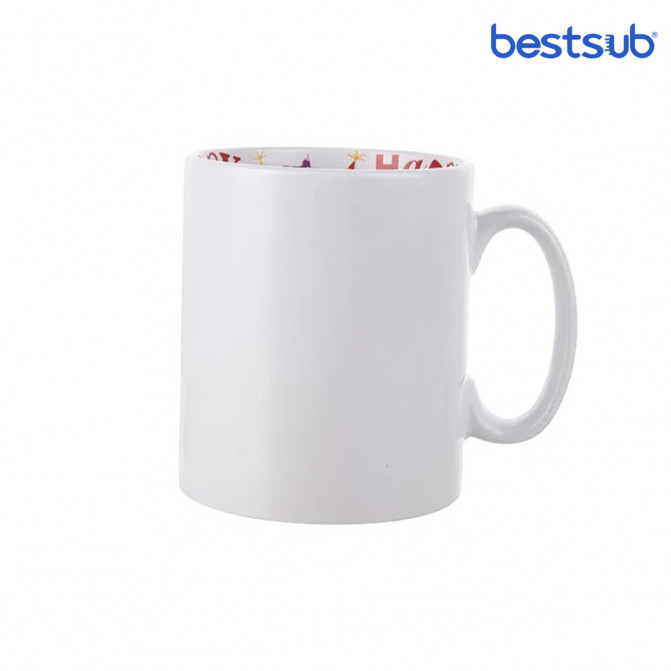 Cană albă  pentru sublimare, cu inscripția „HAPPY BIRTHDAY” în interior 10oz BestSub BE10D-HB