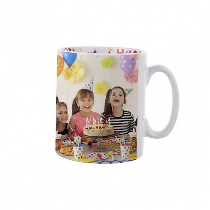 Cană albă  pentru sublimare, cu inscripția „HAPPY BIRTHDAY” în interior 10oz BestSub BE10D-HB