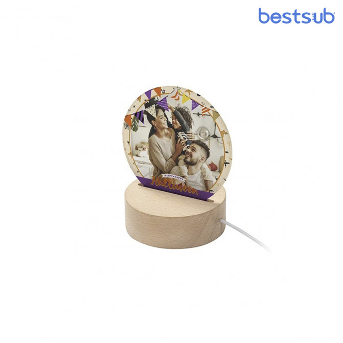Ramă foto din acril pentru sublimare rotundă, 12×13×0.4 cm