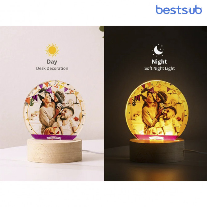 Ramă foto din acril pentru sublimare rotundă, 12×13×0.4 cm