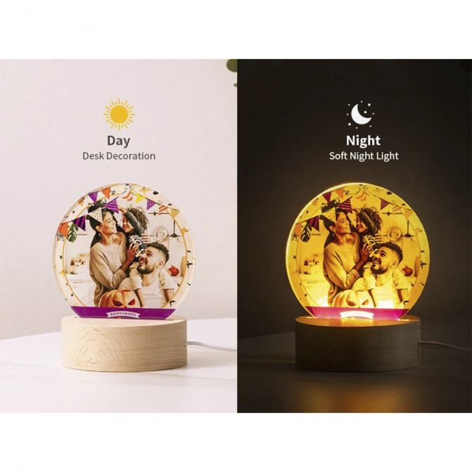Ramă foto din acril pentru sublimare rotundă, 12×13×0.4 cm