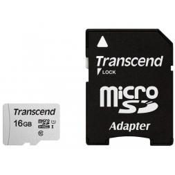 Карта памяти 16GB MicroSD, Transcend (Class 10) UHS-I (U1) +SD адаптер