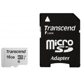16GB MicroSD (Class 10) UHS-I (U1) +SD adapter, Transcend "TS16GUSD300S-A" (R/W:95/45MB/s)					
