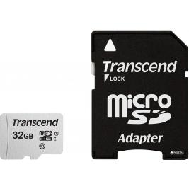 32GB MicroSD (Class 10) UHS-I (U1) +SD adapter, Transcend "TS32GUSD300S-A" (R/W:95/45MB/s)					