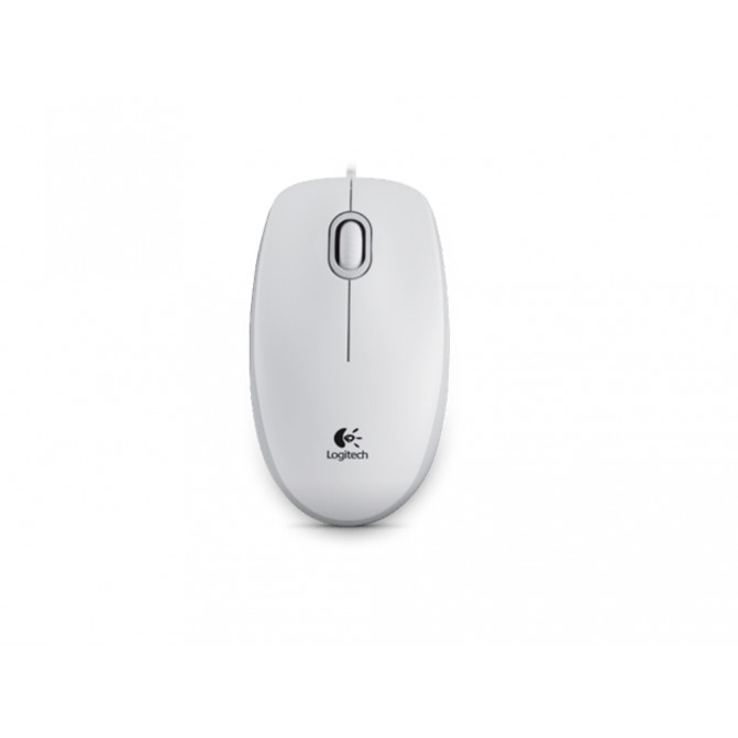 Мышь Logitech B100 OEM, Optical, 800 dpi, 3 buttons, Ambidextrous, White, USB