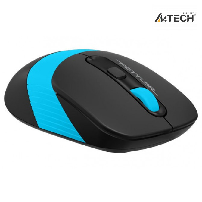 Mouse A4Tech Wireles FG10, Optical, 1000-2000 dpi, 4 buttons, Ambidextrous, 1xAA, Black/Blue, USB