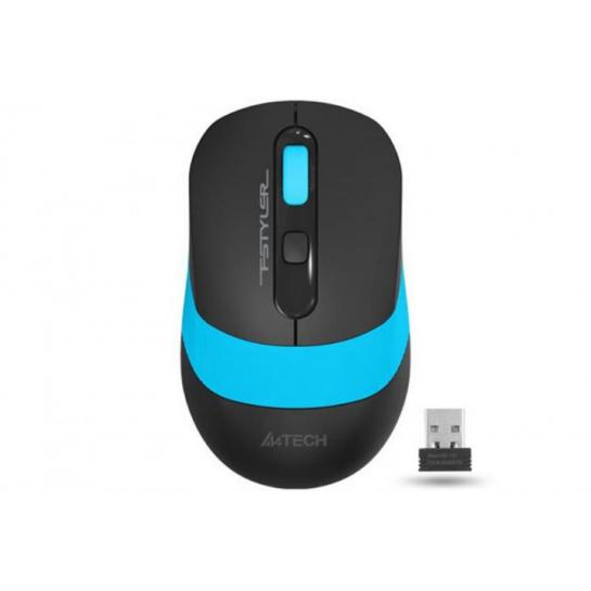 Mouse A4Tech Wireles FG10, Optical, 1000-2000 dpi, 4 buttons, Ambidextrous, 1xAA, Black/Blue, USB
