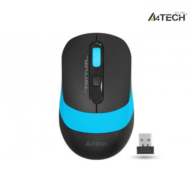 Mouse A4Tech Wireles FG10, Optical, 1000-2000 dpi, 4 buttons, Ambidextrous, 1xAA, Black/Blue, USB