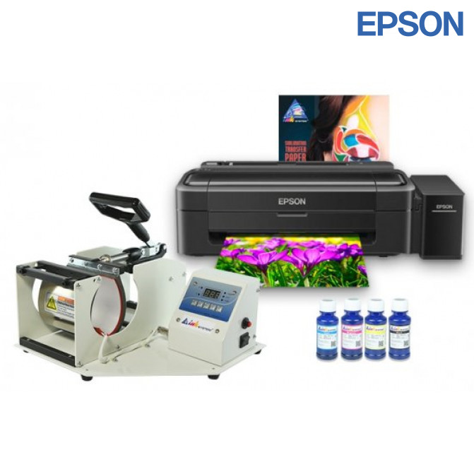 Чашечный термопресс и принтер Epson L132 с набором для сублимационной печати