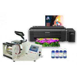 Чашечный термопресс и принтер Epson L132 с набором для сублимационной печати 