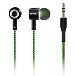 Căști SVEN E-107 Black/Green, 3pin 3.5mm mini-jack