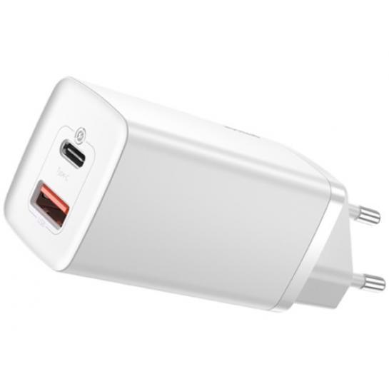 USB Зарядное устройство Baseus GaN2 Lite, 2xUSB (U + C), 65W, White  CCGAN2L-B02