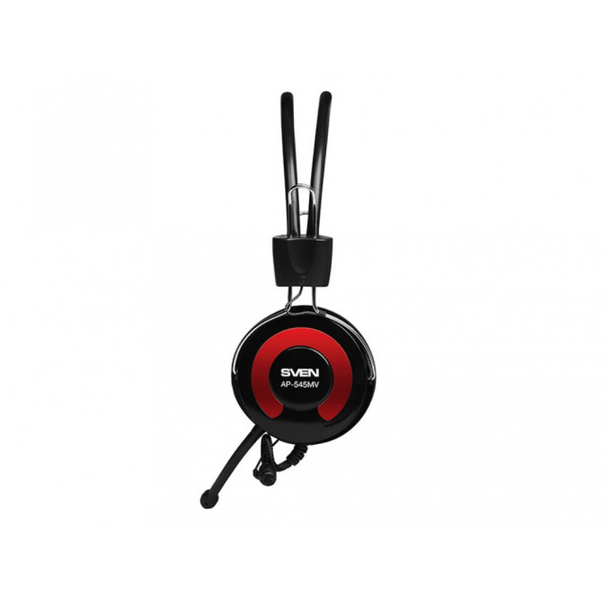 Наушники SVEN AP-545MV, с микрофоном и регулятором громкости, 2.2m, Black/Red
