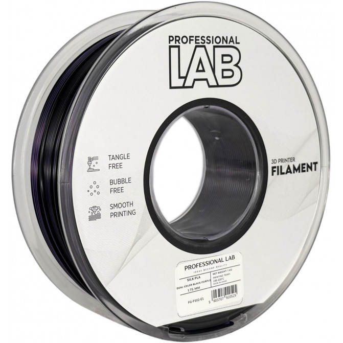 Filament pentru imprimanta 3D ProfLab Silk FG-P102-E1, PLA, Black-Purple, 1.75 mm, 1kg