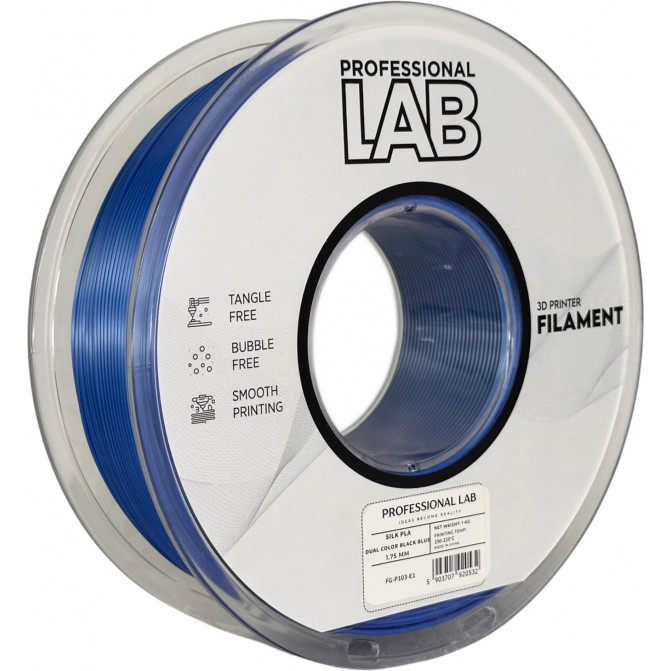 Filament pentru imprimanta 3D ProfLab Silk FG-P103-E1, PLA, Black-Blue, 1.75 mm, 1kg