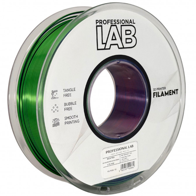 Filament pentru imprimanta 3D ProfLab Silk  FG-P116-E1, PLA, Red-Blue-Green, 1.75 mm, 1kg