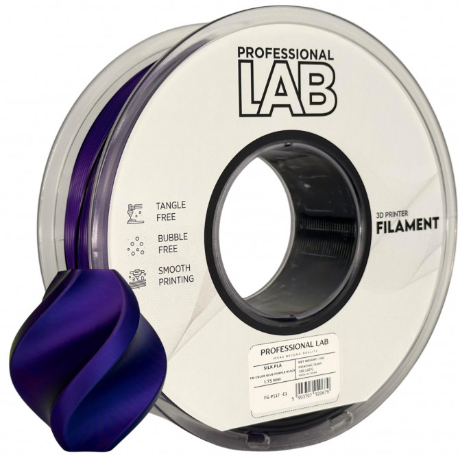 Filament pentru imprimanta 3D ProfLab Silk FG-P117-E1, PLA, Blue-Purple-Black, 1.75 mm, 1kg