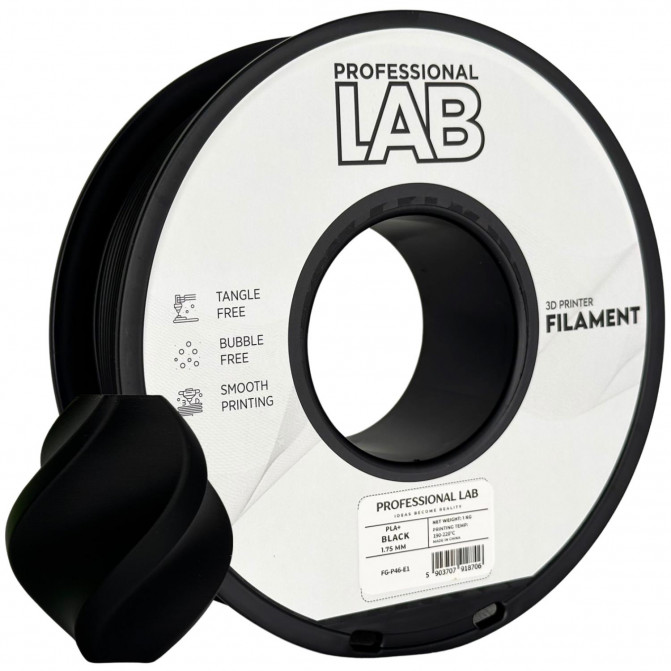 Filament pentru imprimanta 3D ProfLab  FG-P46-E1, PLA+, Black, 1.75 mm, 1kg
