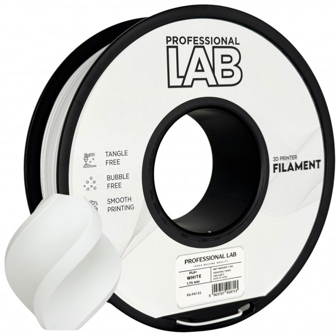 Filament pentru imprimanta 3D ProfLab  FG-P47-E1, PLA+, White, 1.75 mm, 1kg