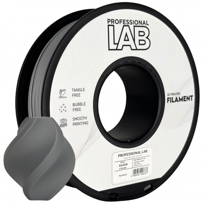 Filament pentru imprimanta 3D ProfLab  FG-P49-E1, PLA+, Silver, 1.75 mm, 1kg