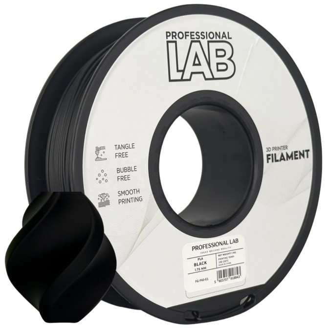Filament pentru imprimanta 3D ProfLab  FG-P60-E1, PLA, Black, 1.75 mm, 1kg