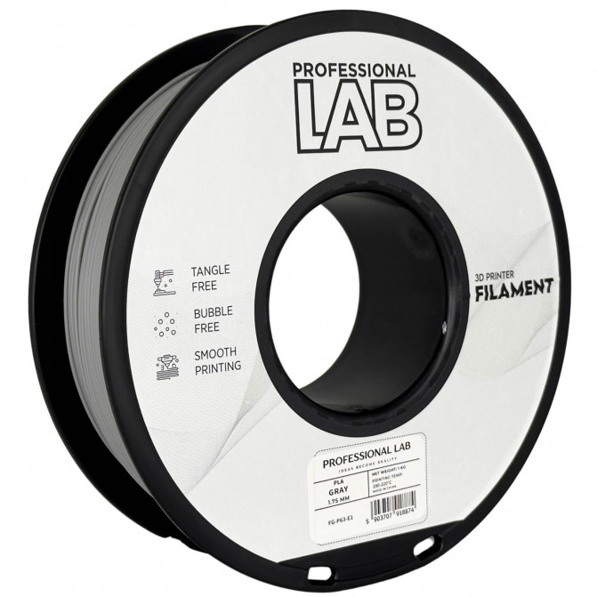 Filament pentru imprimanta 3D ProfLab  FG-P63-E1, PLA, Gray, 1.75 mm, 1kg