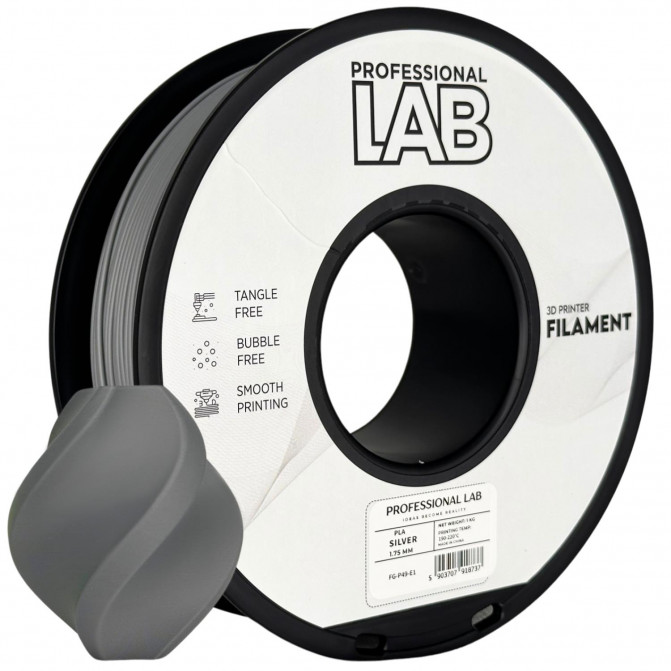 Filament pentru imprimanta 3D ProfLab  FG-P67-E1, PLA, Silver, 1.75 mm, 1kg