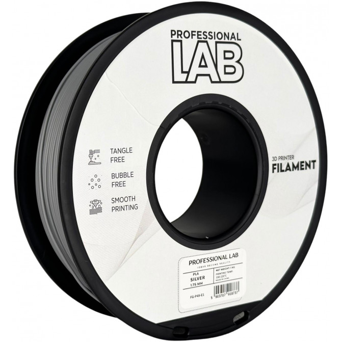 Filament pentru imprimanta 3D ProfLab  FG-P67-E1, PLA, Silver, 1.75 mm, 1kg