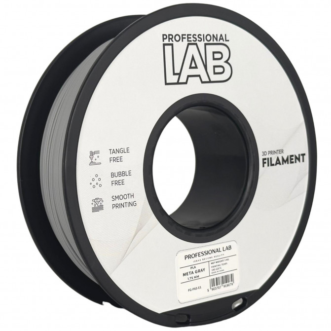 Filament pentru imprimanta 3D ProfLab  FG-P83-E1, PLA, Meta Gray, 1.75 mm, 1kg