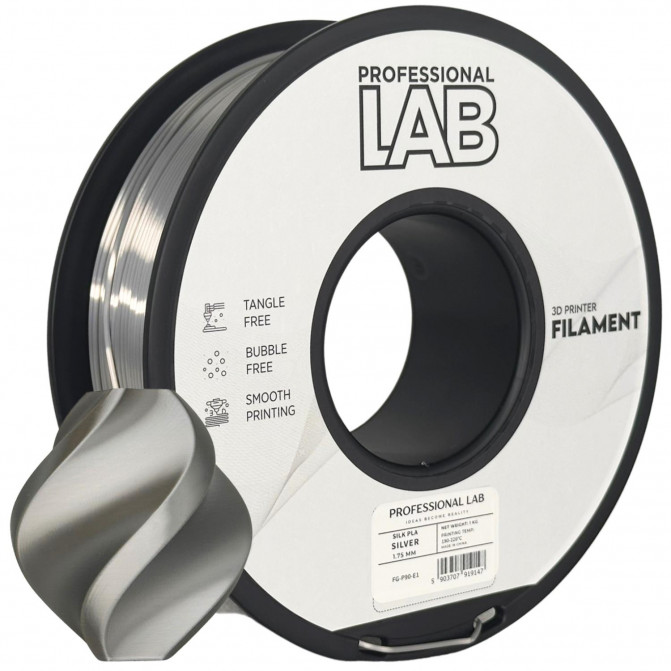 Filament pentru imprimanta 3D ProfLab  Silk FG-P90-E1, PLA, Silver, 1.75 mm, 1kg