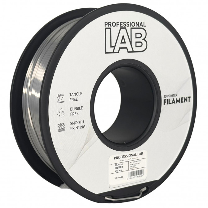 Filament pentru imprimanta 3D ProfLab  Silk FG-P90-E1, PLA, Silver, 1.75 mm, 1kg