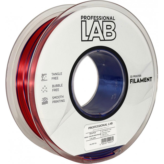 Filament pentru imprimanta 3D ProfLab  Silk FG-P97-E1, PLA, Red-Blue, 1.75 mm, 1kg
