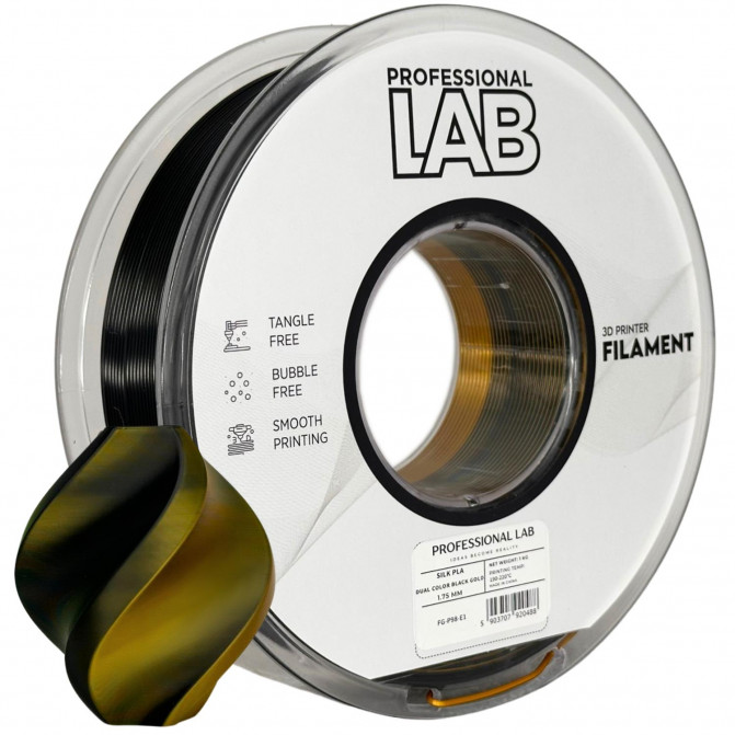Filament pentru imprimanta 3D ProfLab  Silk FG-P98-E1, PLA, Black-Gold, 1.75 mm, 1kg