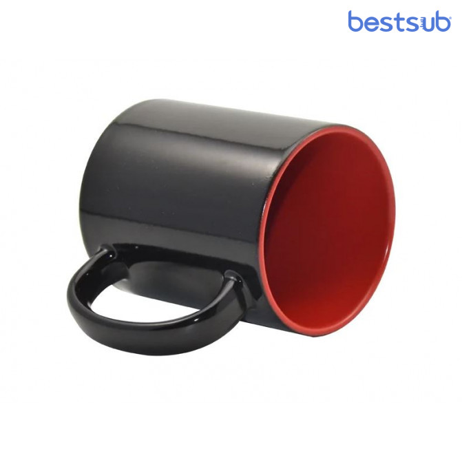 Кружка для сублимации хамелеон матовая чёрная, красная внутри 11oz BestSub B2CIN-RN