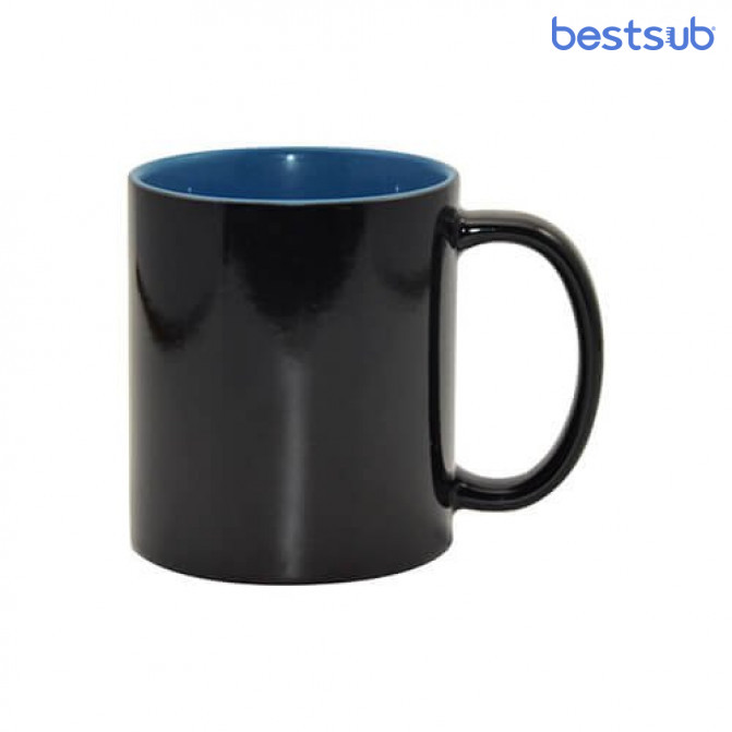 Cană Neagră  cameleon albastră în interior pentru sublimare 11oz BestSub B2CIN-BN