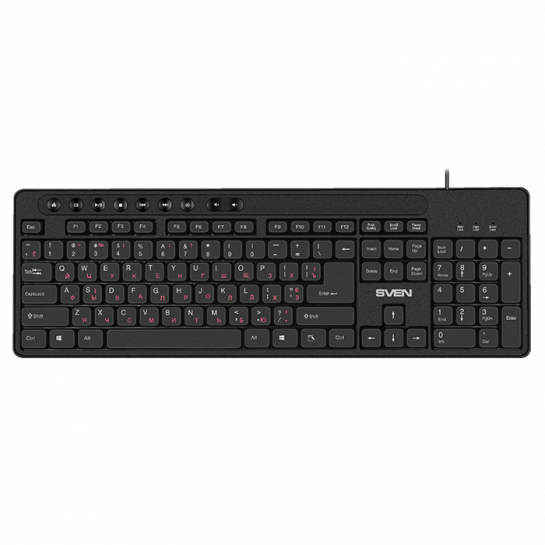 Tastatura SVEN KB-C3060, Keyboard, Waterproof construction, 113 keys, 9 shortcut key, 1.5m, USB