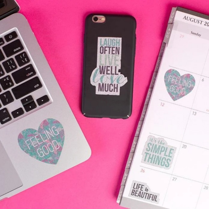 Hârtie autoadezivă pentru imprimare și decupare, argintiu sclipici Silhouette MEDIA-GLT-ADH