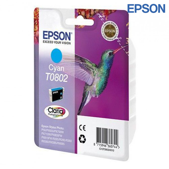 Cartuș cu jet de cerneală Epson T0802 Cyan Original