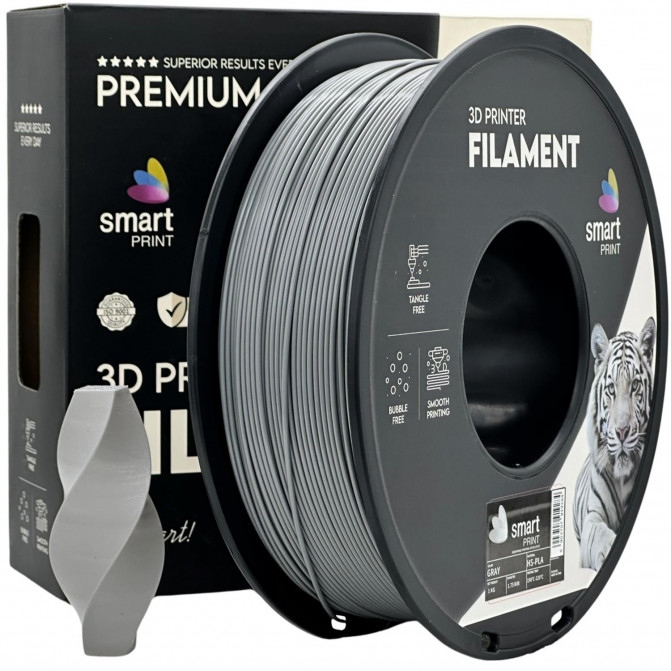 Филамент PLA High Speed Gray, Smart Print, FG-S14-E1, 1кг для 3D-принтера